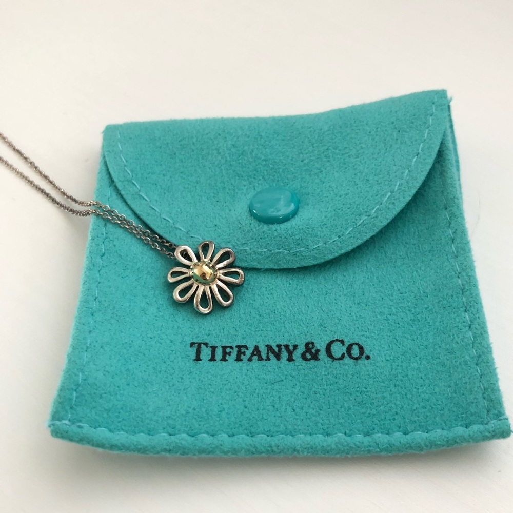 Tiffany & Co. Silver Gold Daisy Flower Necklace